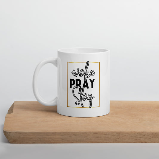 Wake Pray Slay Mug – Motivational Ceramic Drinkware | Delivered & Devoted
