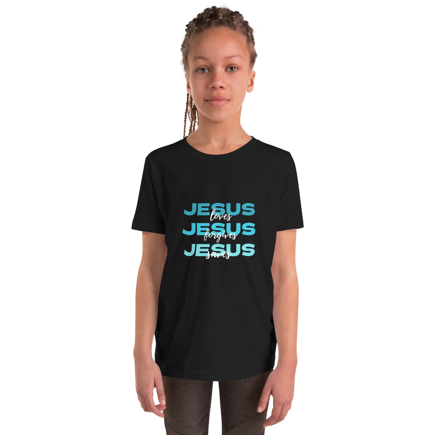 Jesus Loves Saves Forgives Youth Shirt | Delivered & Devoted